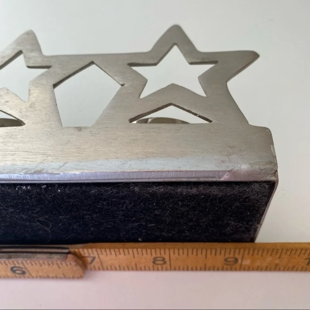 Crate&Barrel Silver Metal Tea Light Candle Holder Star EUC